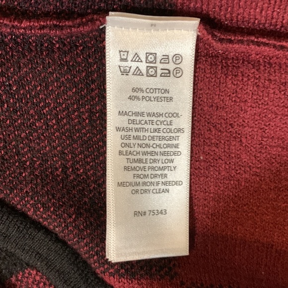 Adrienne Vittadini Red/Black Buffalo Plaid Drawstring Top. Size L - Picture 6 of 6